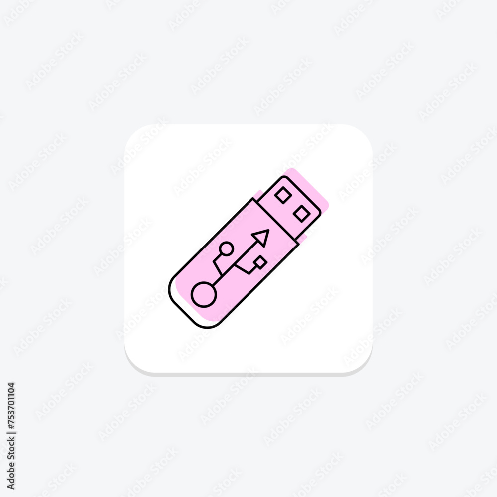Universal Serial Bus icon, serial, bus, usb, connector color shadow thinline icon, editable vector icon, pixel perfect, illustrator ai file Universal Serial Bus icon, serial, bus, usb, connector color shadow thinline icon, editable vector icon, pixel perfect, illustrator ai file