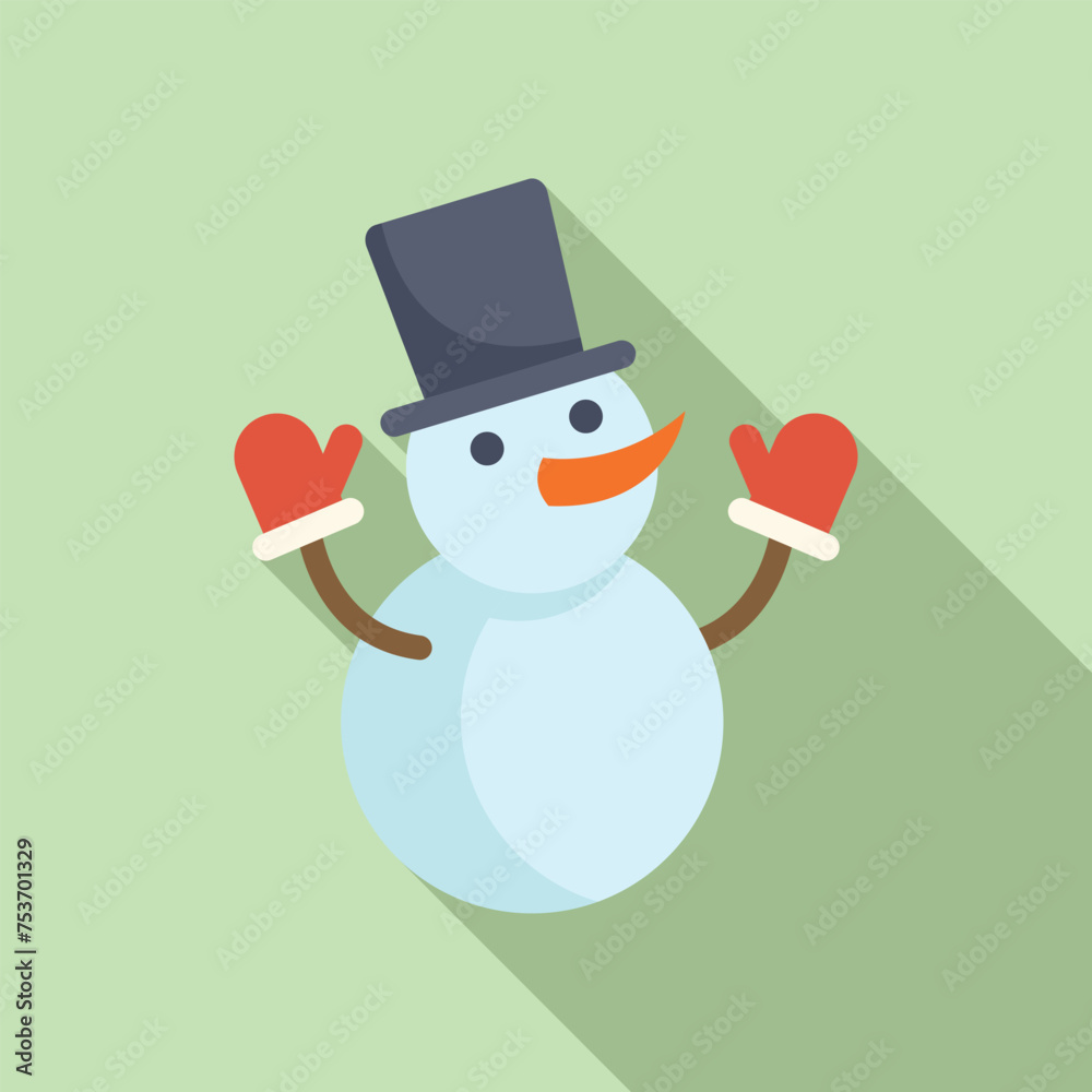 Water frozen snowman icon flat vector. Scarf winter. Costume New Year Water frozen snowman icon flat vector. Scarf winter. Costume New Year