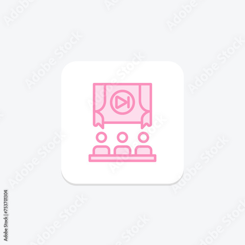 Cinema House icon, house, theater, movie, film duotone line icon, editable vector icon, pixel perfect, illustrator ai file