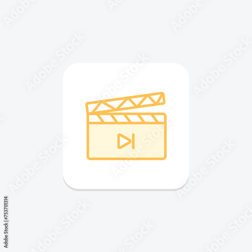 Clapper Board icon, board, slate, film, movie duotone line icon, editable vector icon, pixel perfect, illustrator ai file