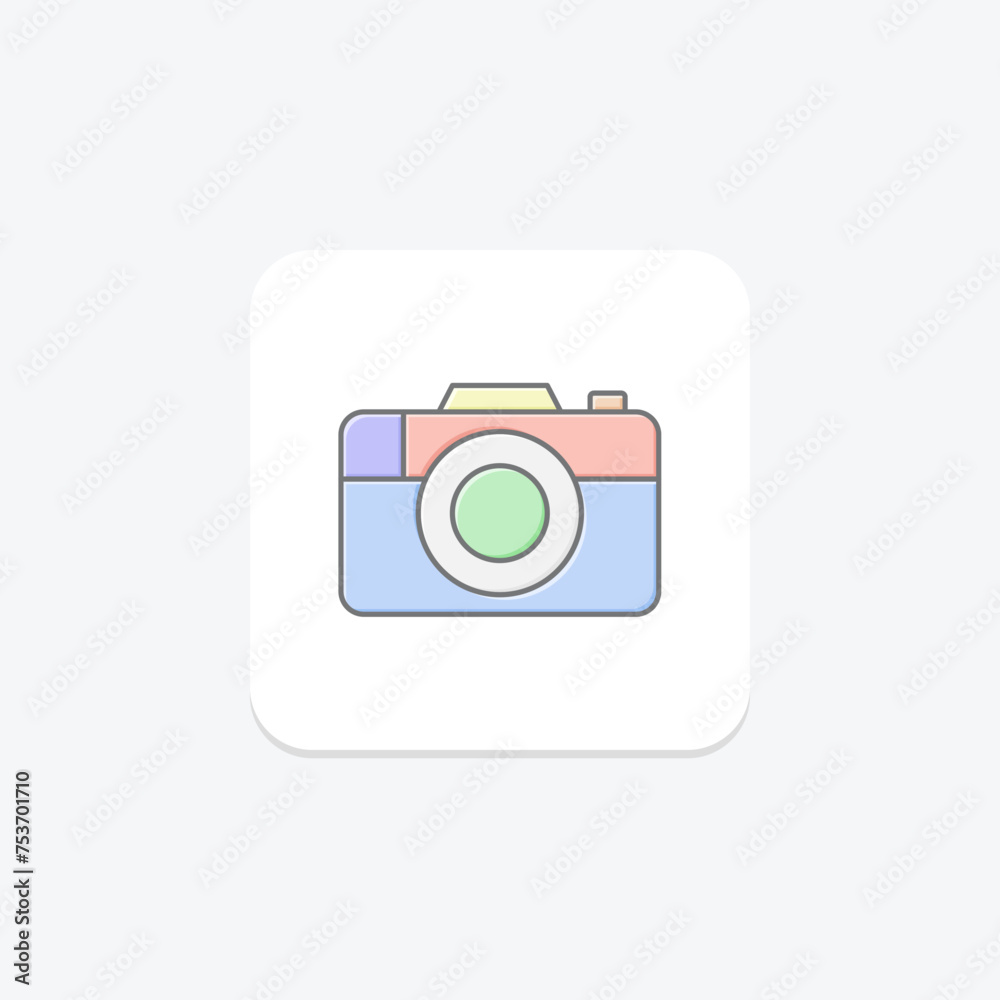 Camera icon, photography, photo, picture, image lineal color icon, editable vector icon, pixel perfect, illustrator ai file