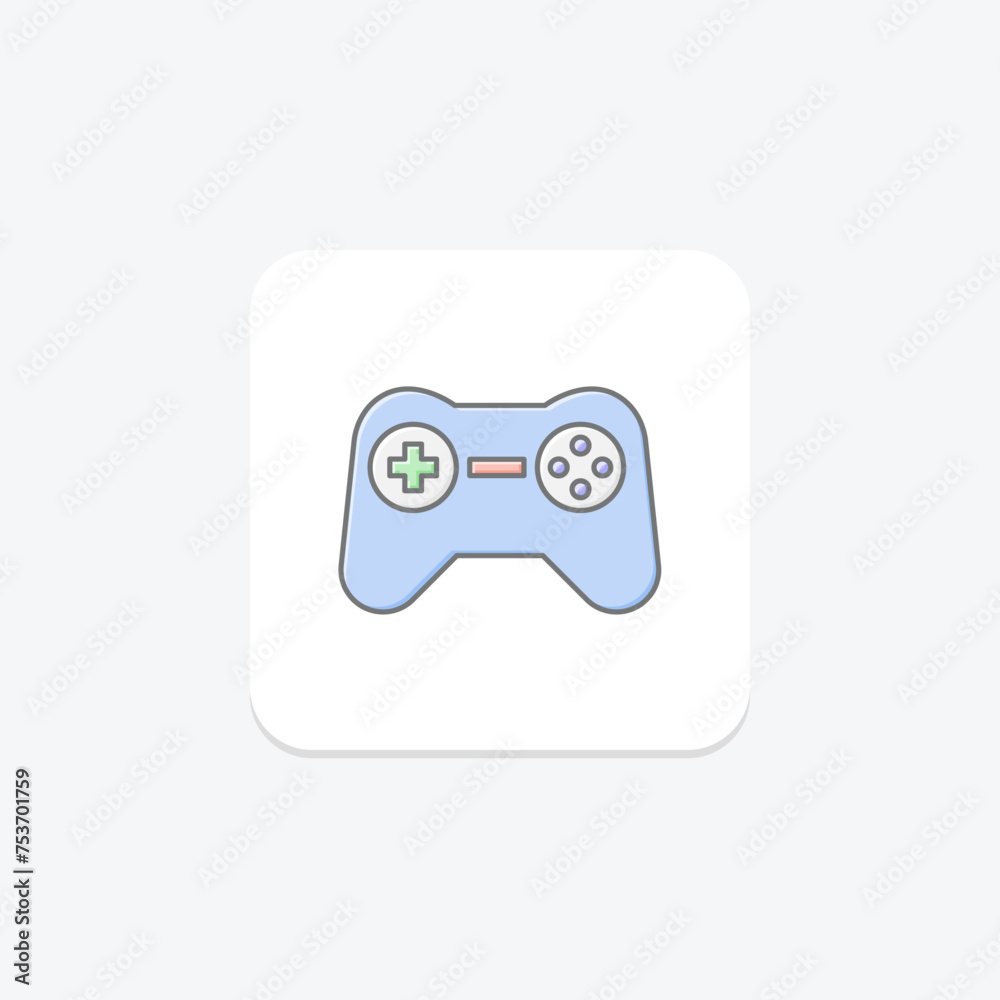 Gamepad icon, controller, game, play, console lineal color icon, editable vector icon, pixel perfect, illustrator ai file
