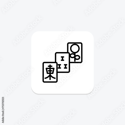 Mahjong Tiles icon, tiles, game, chinese, play line icon, editable vector icon, pixel perfect, illustrator ai file