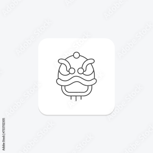 Lion Dance icon, dance, performance, chinese, tradition thinline icon, editable vector icon, pixel perfect, illustrator ai file