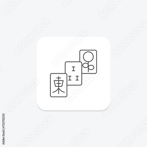 Mahjong Tiles icon, tiles, game, chinese, play thinline icon, editable vector icon, pixel perfect, illustrator ai file