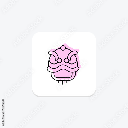Lion Dance icon, dance, performance, chinese, tradition color shadow thinline icon, editable vector icon, pixel perfect, illustrator ai file