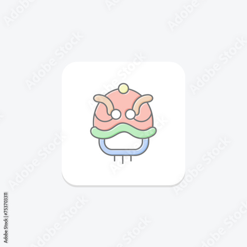 Lion Dance icon, dance, performance, chinese, tradition lineal color icon, editable vector icon, pixel perfect, illustrator ai file