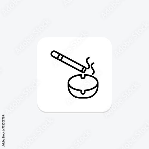 Cigar and Ashtray icon, ashtray, smoke, tobacco, relax line icon, editable vector icon, pixel perfect, illustrator ai file