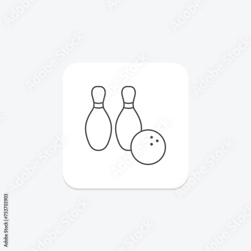 Bowling Pins icon, pins, bowl, strike, spare thinline icon, editable vector icon, pixel perfect, illustrator ai file