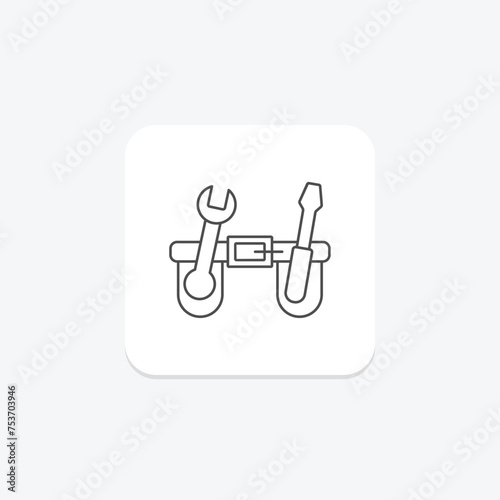 Tool Belt icon, belt, tools, repair, diy thinline icon, editable vector icon, pixel perfect, illustrator ai file