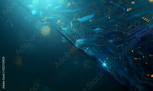 Circuit board digital technology background. Abstract golden light lines luxury on black background.