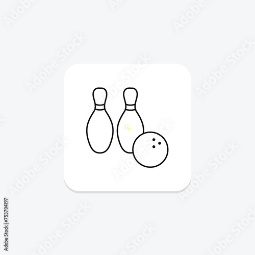 Bowling Pins icon, pins, bowl, strike, spare color shadow thinline icon, editable vector icon, pixel perfect, illustrator ai file