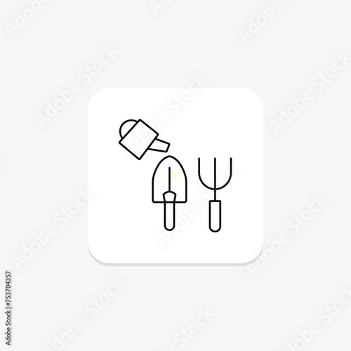 Gardening Tools icon, tools, garden, shovel, rake color shadow thinline icon, editable vector icon, pixel perfect, illustrator ai file