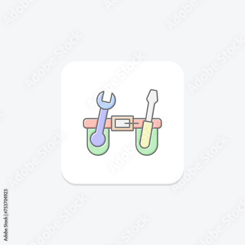 Tool Belt icon, belt, tools, repair, diy lineal color icon, editable vector icon, pixel perfect, illustrator ai file