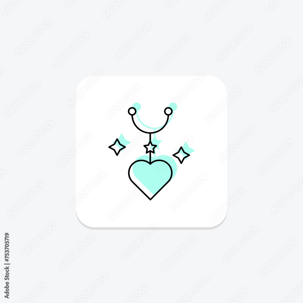 Heart-Shaped Locket icon, locket, jewelry, love, gift color shadow thinline icon, editable vector icon, pixel perfect, illustrator ai file