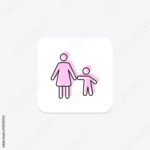 Mother and Child Silhouette icon, child, silhouette, love, family color shadow thinline icon, editable vector icon, pixel perfect, illustrator ai file