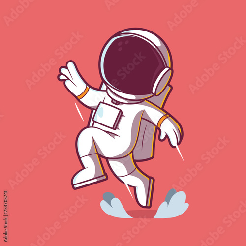 Happy Astronaut character jumping vector illustration. Happiness, exploration design concept. (ID: 753705741)