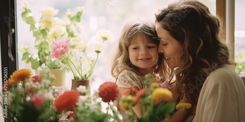 Mother's Day card. International Women's Day. Mother, daughter, granny, grandma.
