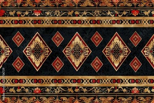 Ethnic boho pattern with geometric in bright colors. Design for carpet, wallpaper, clothing, wrapping, batik, fabric, Vector illustration embroidery style in Ethnic themes