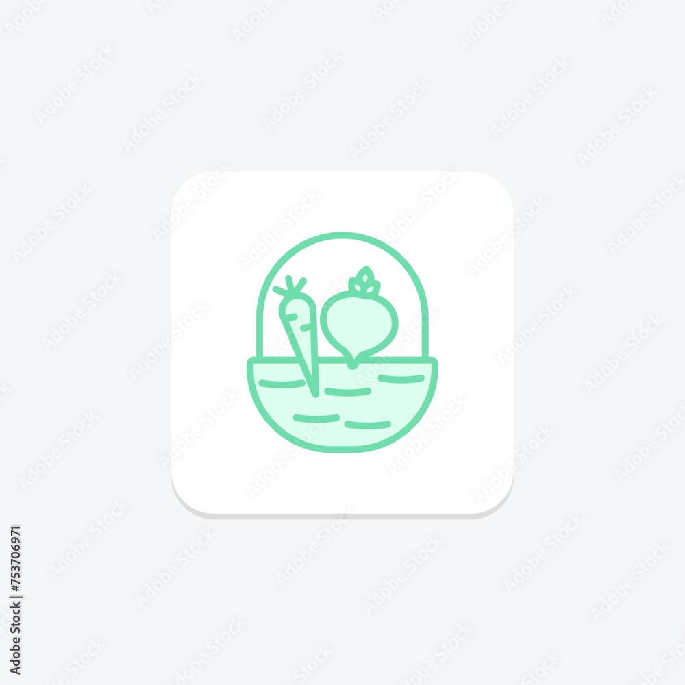 Harvest Basket icon, basket, thanksgiving, seasonal, autumn duotone line icon, editable vector icon, pixel perfect, illustrator ai file Harvest Basket icon, basket, thanksgiving, seasonal, autumn duotone line icon, editable vector icon, pixel perfect, illustrator ai file