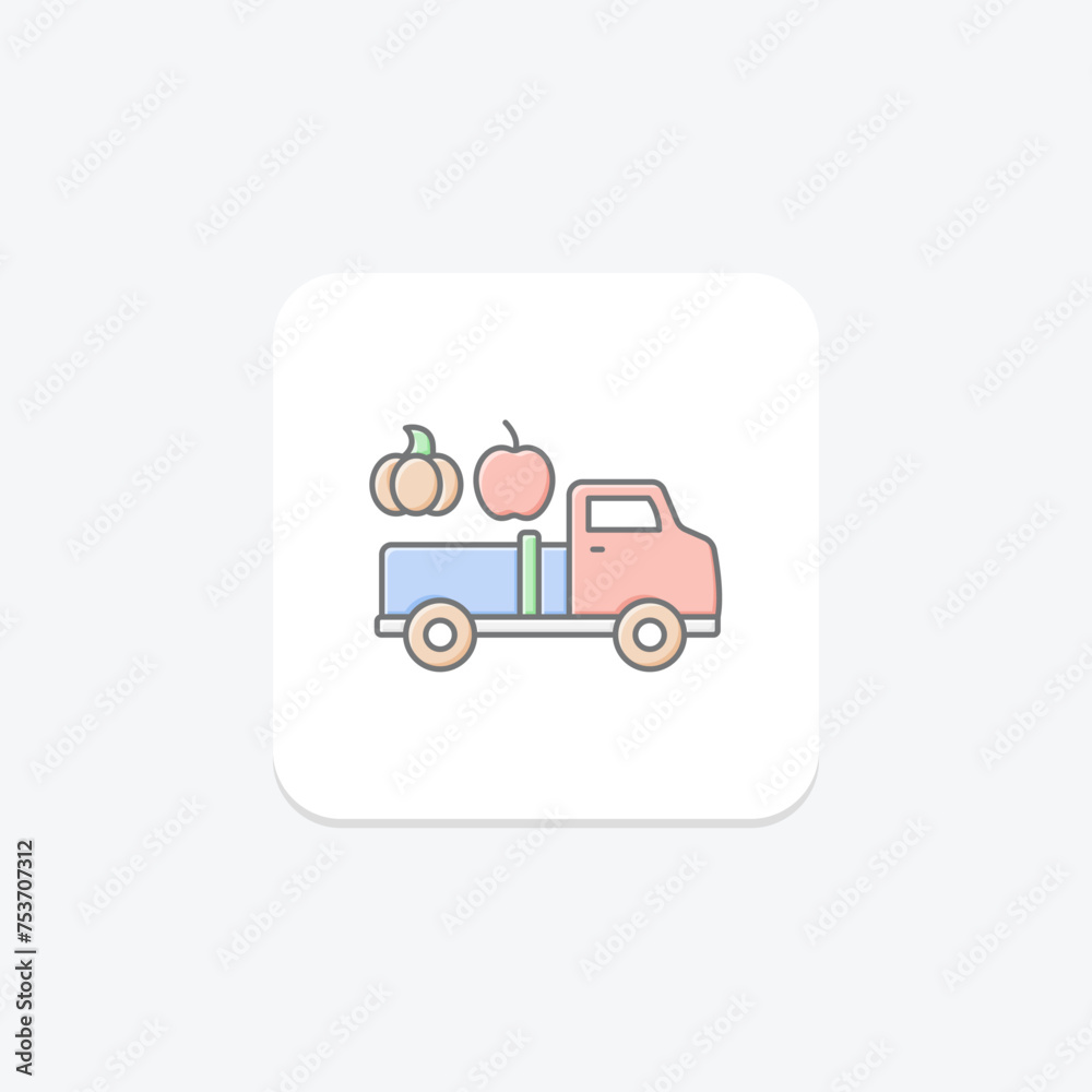 Thanksgiving Harvest Truck icon, harvest, truck, autumn, fall lineal color icon, editable vector icon, pixel perfect, illustrator ai file