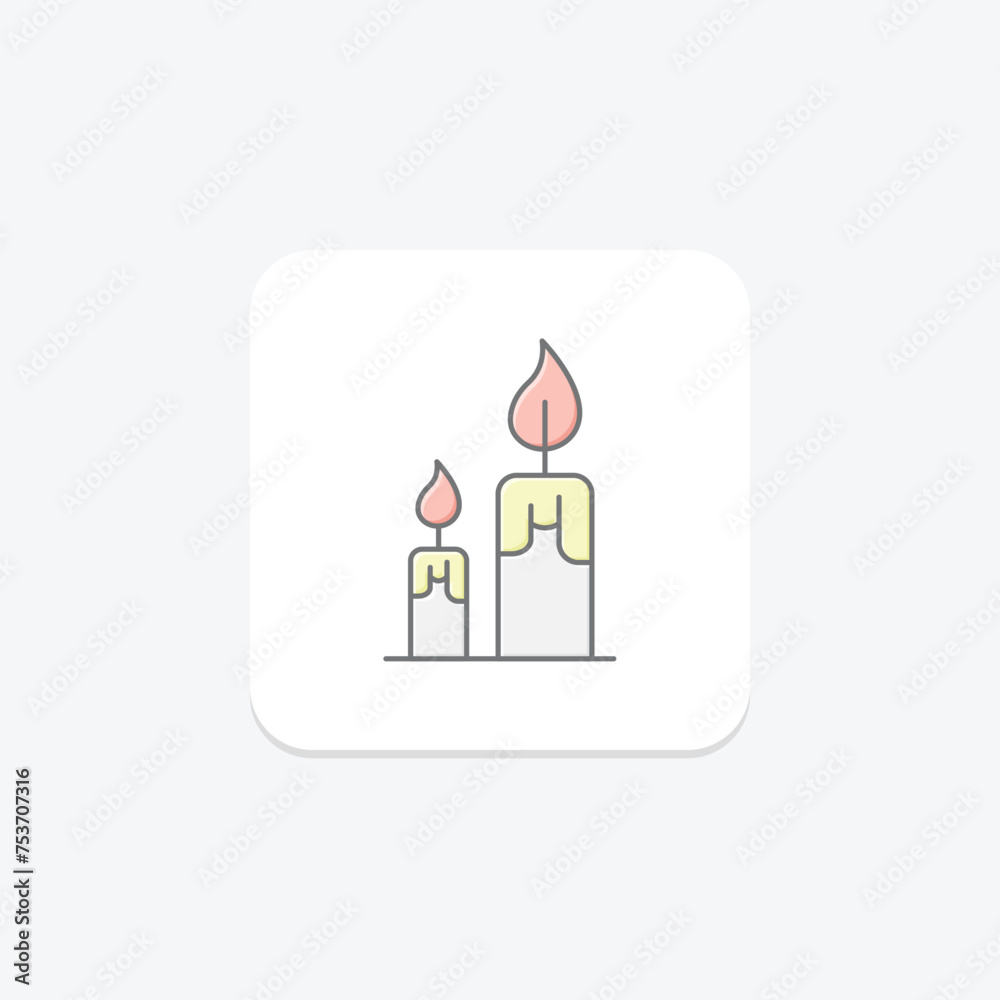Thanksgiving Candle icon, candle, holiday, light, flame lineal color icon, editable vector icon, pixel perfect, illustrator ai file