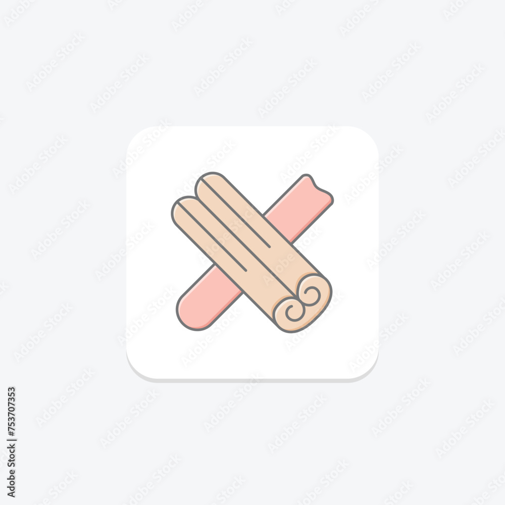 Cinnamon Stick icon, stick, spice, thanksgiving, aromatic lineal color icon, editable vector icon, pixel perfect, illustrator ai file Cinnamon Stick icon, stick, spice, thanksgiving, aromatic lineal color icon, editable vector icon, pixel perfect, illustrator ai file