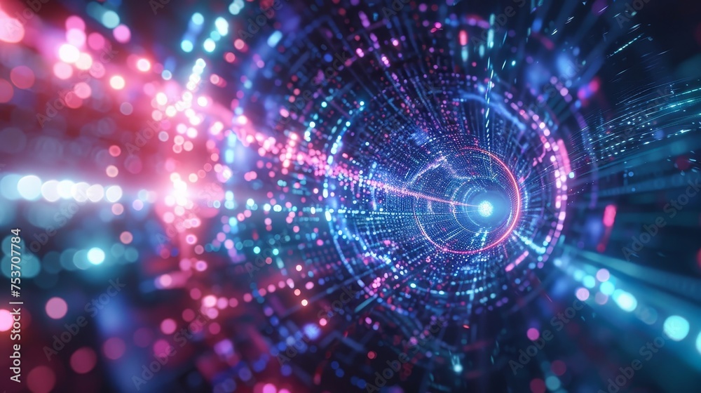 Fototapeta premium Digital futuristic abstract 3d space portal