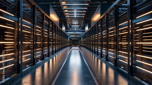 Secure cloud storage facility visualizing the safeguarding of vast amounts of data