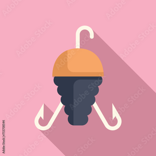 Triple hook bait icon flat vector. Sport camping. Festival nature outdoor
