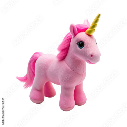 Pink unicorn toy isolated on a transparent background. © shabbir