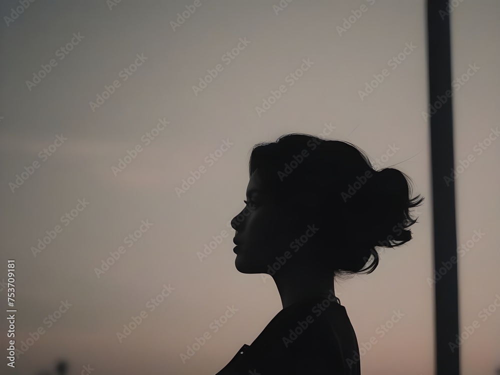 silhouette of a woman. AI generated art