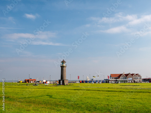 Lighthouse Memmertfeuer on Juist island, East Frisia, Lower Saxony, Germany photo