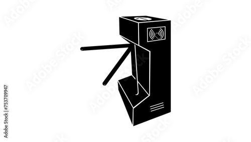 Vertical Tripod Turnstile with Access, black isolated silhouette