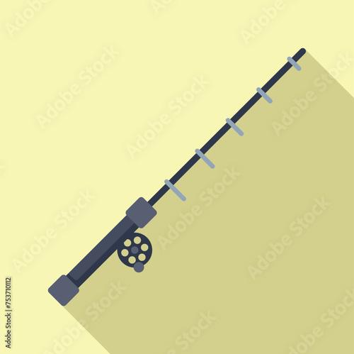 Long ice fishing rod icon flat vector. Nature festival. Leisure outdoor activity