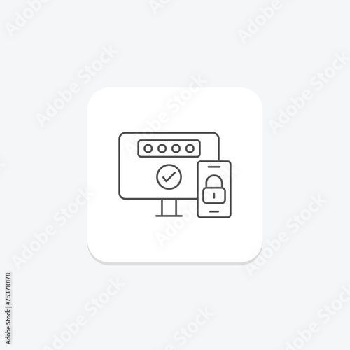 Two-Factor Authentication icon, authentication, security, protection, cyber thinline icon, editable vector icon, pixel perfect, illustrator ai file