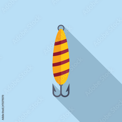 Striped fishing bait icon flat vector. Season landscape. Family snow activity