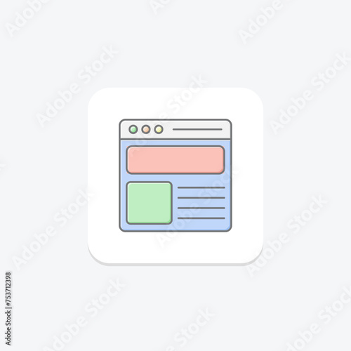 Wireframing icon, design, user, experience, interface lineal color icon, editable vector icon, pixel perfect, illustrator ai file