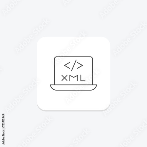 XML icon, extensible, markup, language, data thinline icon, editable vector icon, pixel perfect, illustrator ai file photo