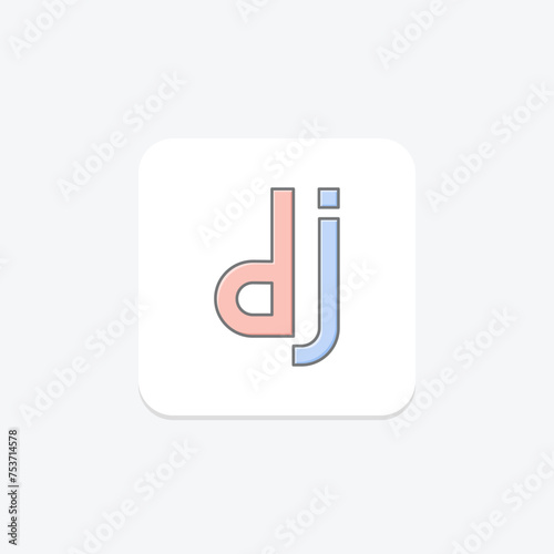 Django icon, python, framework, backend, server-side lineal color icon, editable vector icon, pixel perfect, illustrator ai file