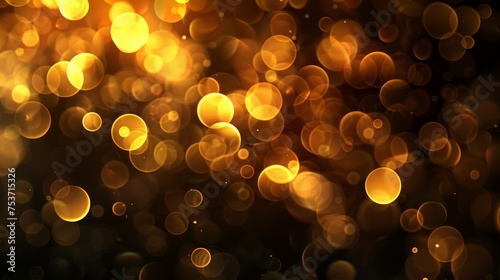 A blurry image of gold and black with many small circles. The circles are scattered throughout the image, creating a sense of movement and energy. Scene is one of excitement and celebration