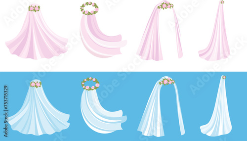 Wedding wreath with veil for bride template. photo