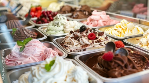 Large assortment of Italian ice cream