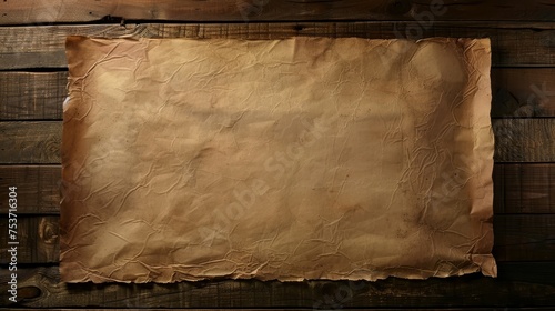 Sheet of parchment lying on a wooden table