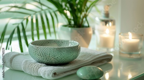 Jade green and porcelain white tranquil spa ambiance