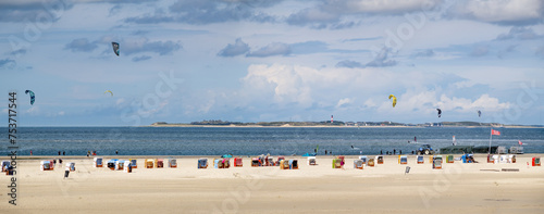 Kniepsand beach in Norddorf, Amrum island, North Frisia, Schleswig-Holstein, Germany photo