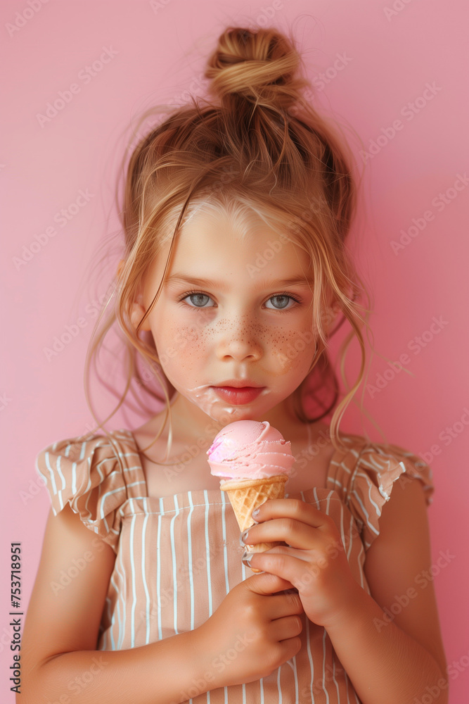 little blond girl with ice cream
