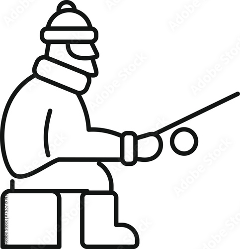 Man ice fishing icon outline vector. Season eskimo fisher. Festival arctic event