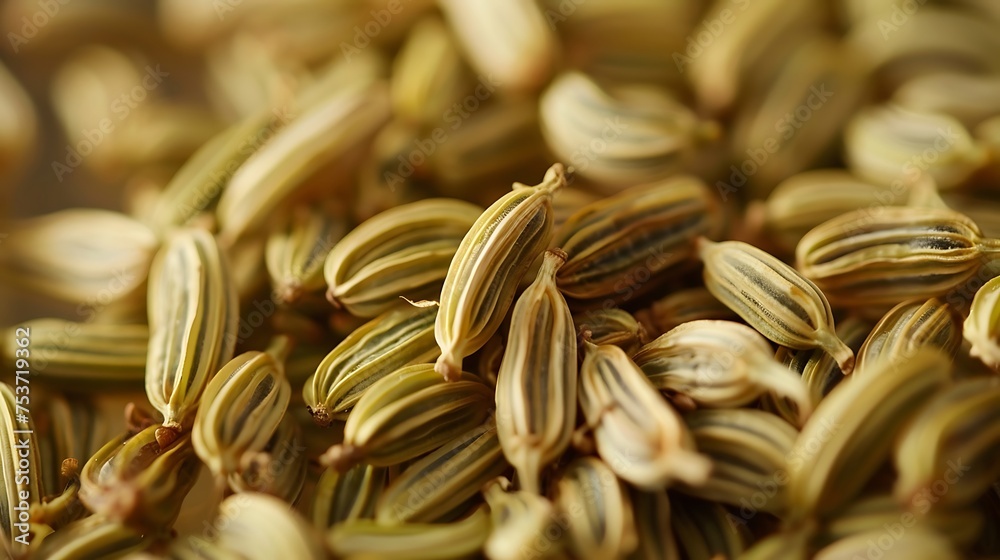 cluster of fennel seeds, known for their digestive and antiinflammatory properties Stock Photo