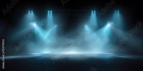 Stage with scenic lights presentation mockup with smoke background. Blue hues event spotlight backdrop © Ars Nova